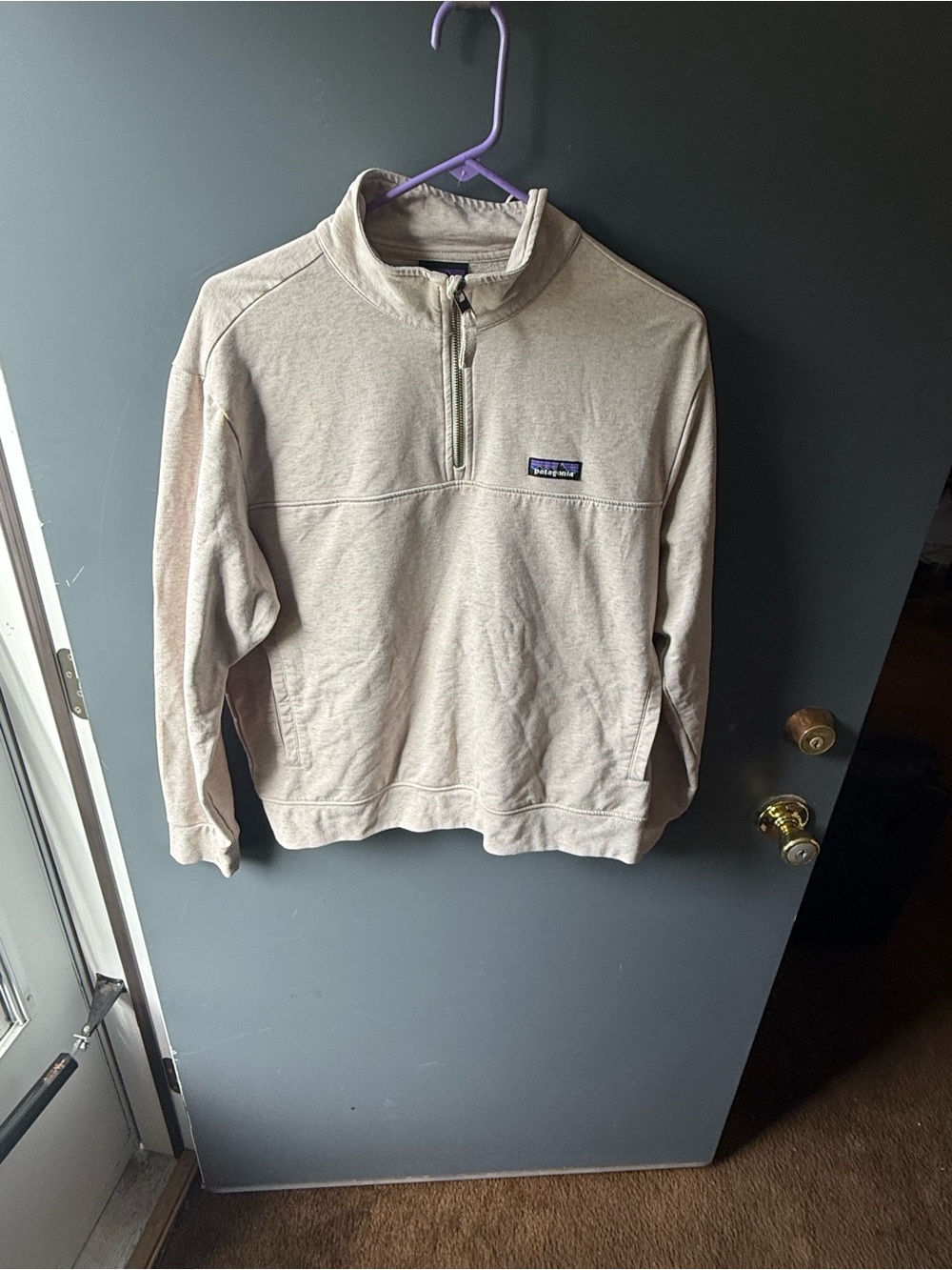 Patagonia Men's Quarter-Zip Pullover - Light Beige (Men’s Large)